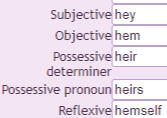 pronouns hey/hem/heir/heirs/hemself